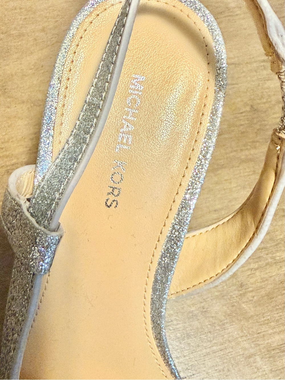 Michael Kors “Brand New” Silver Glitter Slingback Pointed-Toe Heels - Picture 9 of 13
